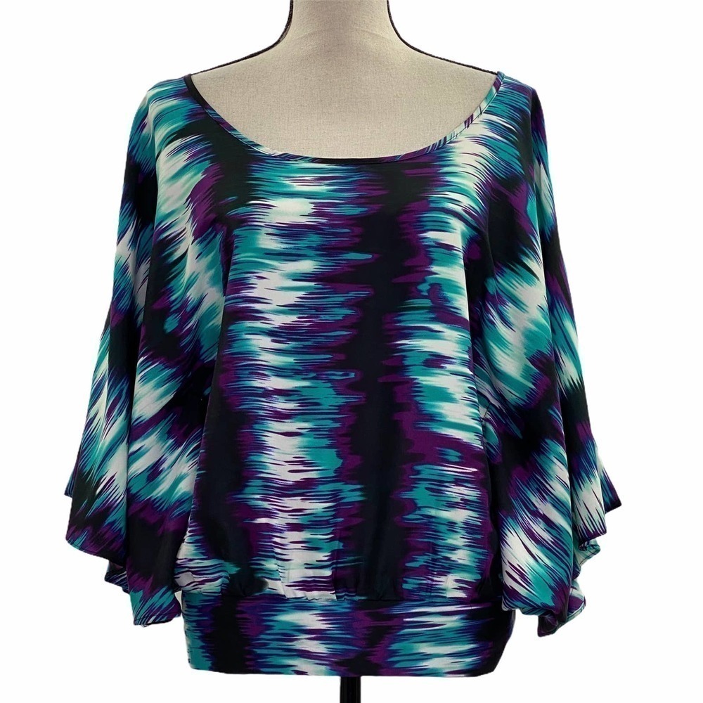 RAMPAGE Tie-Dye Open Back Poncho Top Large